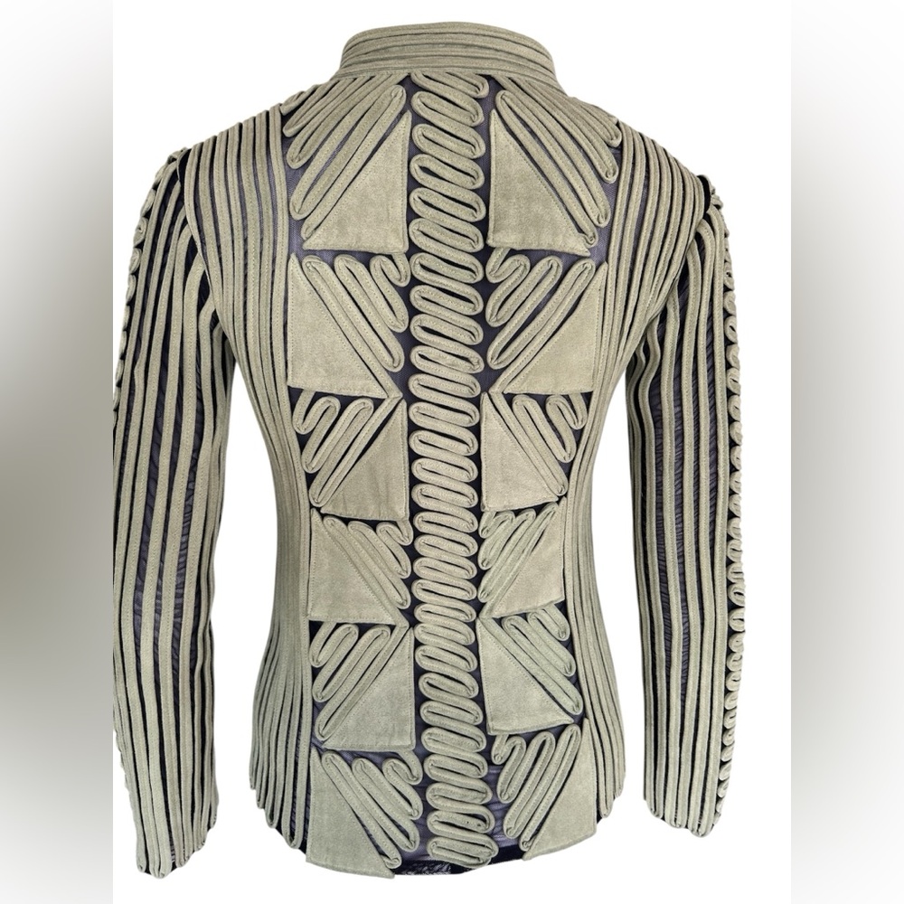ANDREA ROSATI Green Blazer with Geometric Details - Picture 3 of 11